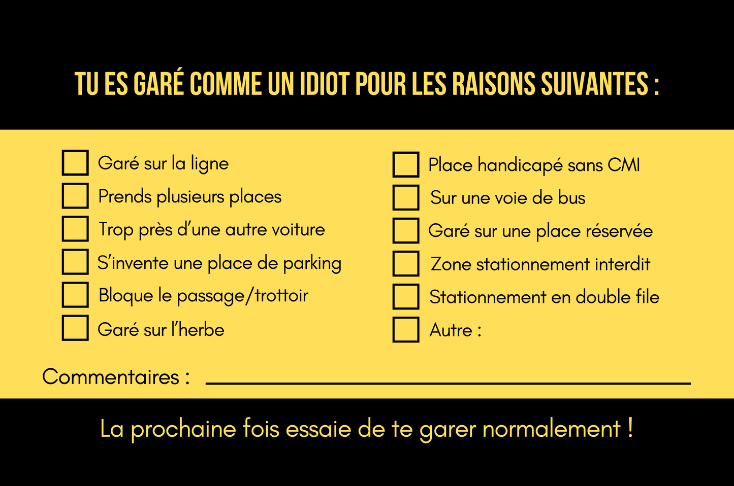 CARTES MAL-GARÉ JAUNES